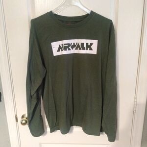 Vintage Airwalk Skateboard Graphic Shirt Men's X-Large Army Green Long Sleeve